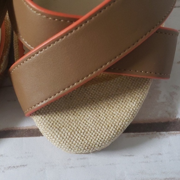 Cato brown and orange strap wedges - Picture 3 of 8